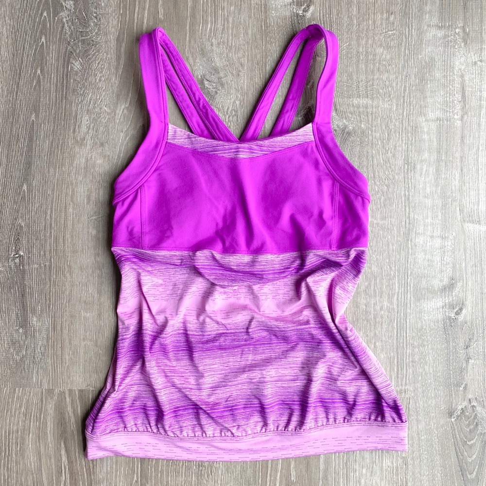 Purple ATHLETA 2-in-1 Tank & Built-in Strappy Bra